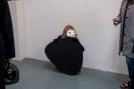 Commedia dell'Arte: dog mirroring human behaviour (vernissage Commedia, Get On Stage!, exhibition Galerie Maurits van de Laar, 2018, performer: Marlot Meyer, photo: Eric de Vries)